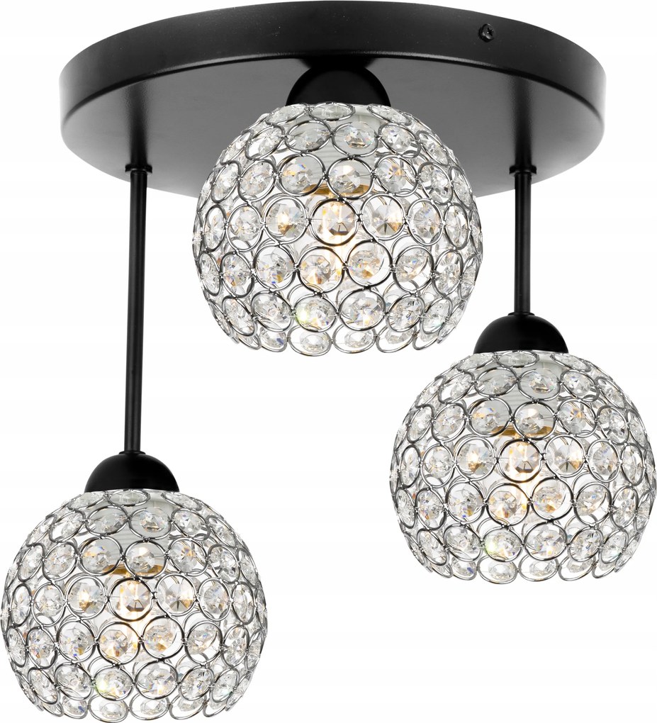 Mennyezeti Lámpa Lógó Króm Hármas Csillár Plafon Csillogó Kristályok