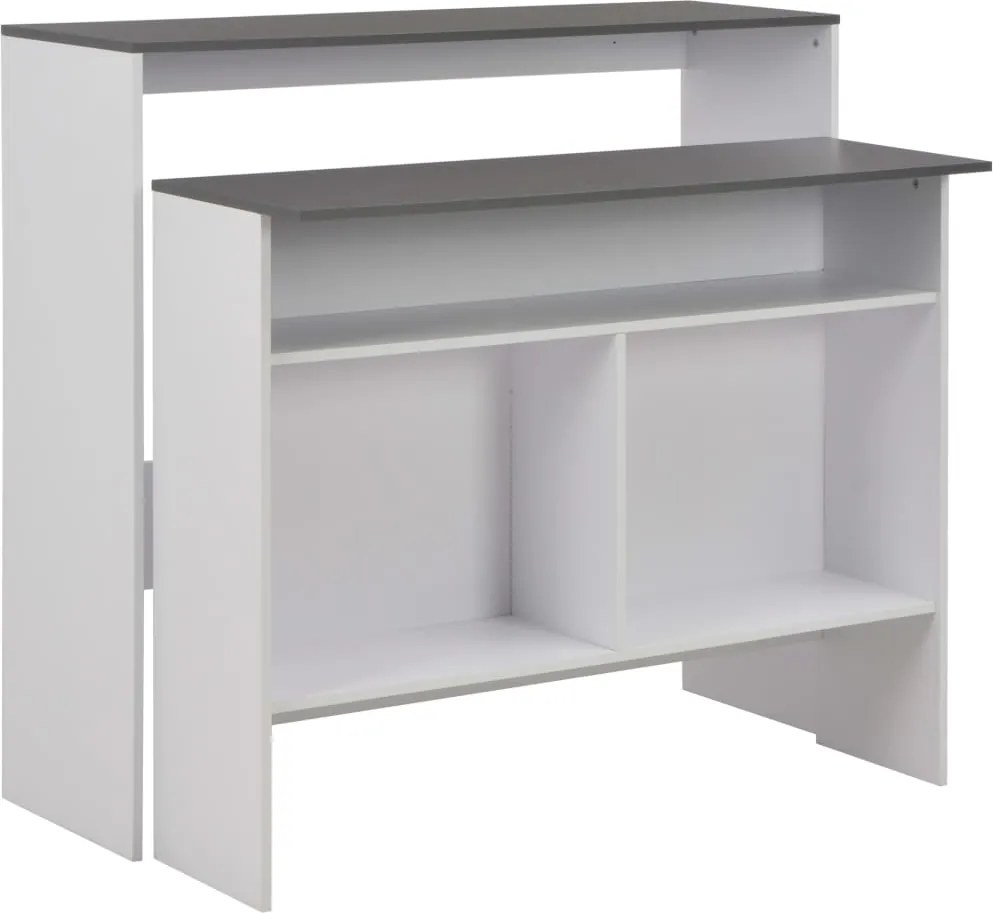 vidaXL fehér és szürke bárasztal 2 asztallappal 130 x 40 x 120 cm