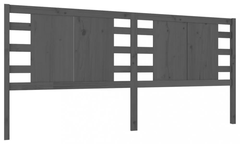 szürke tömör fenyőfa fejtámla 146 x 4 x 100 cm