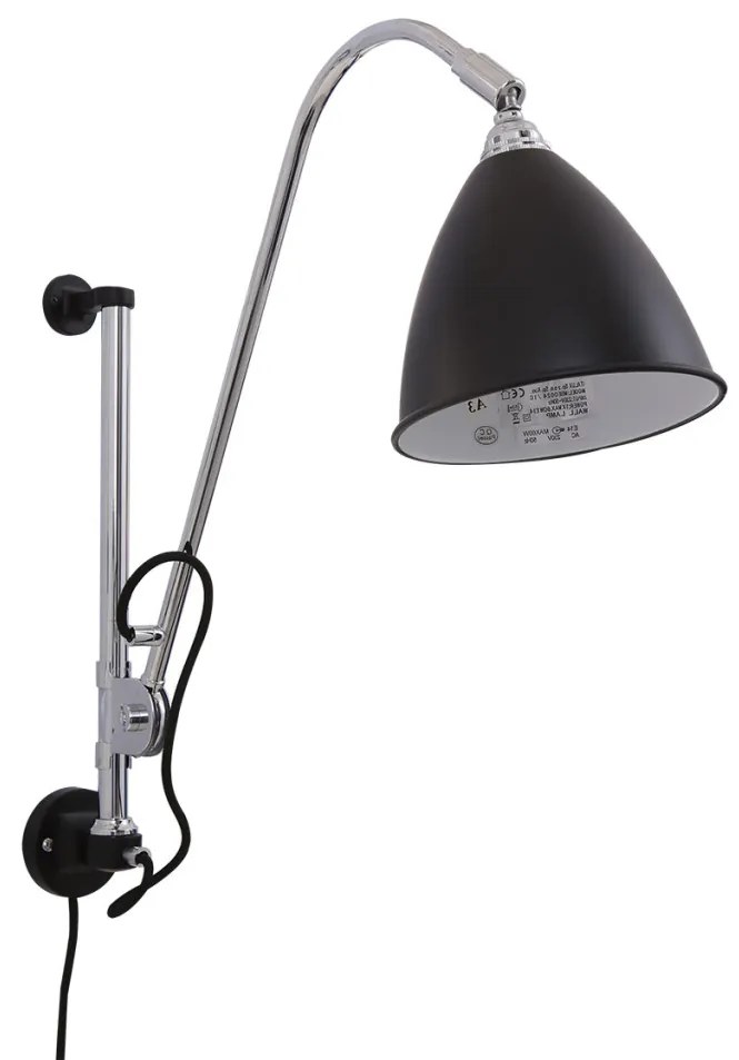 Italux EVATO MBE0024/1C-BLACK Fali lámpa 1x60W/E14 IP20