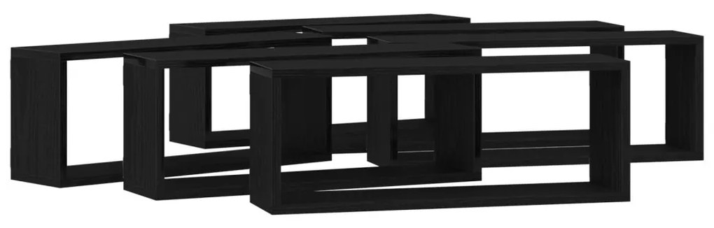 Falipolc 6 db Fekete Tölgy 60x15x23 cm Műanyag