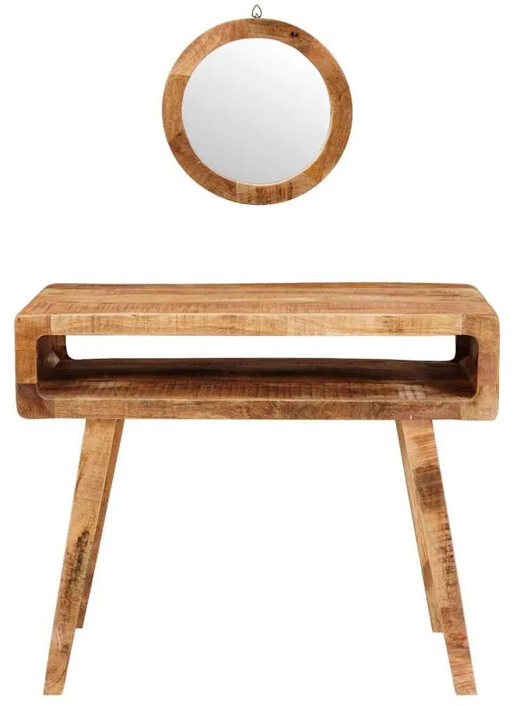 Öltözködőasztal polcokkal Barna 90 x 76 x 45 cm tömör mangófa