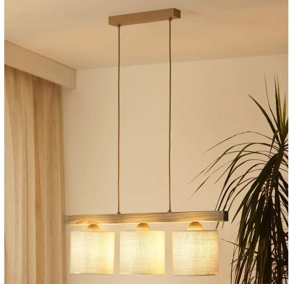 Brilagi Brilagi - Csillár zsinóron FOREST 3xE27/15W/230V fenyő/barna/krémes BG1718