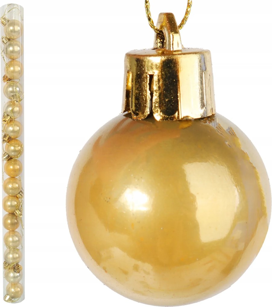 16 db-os műanyag gömb szett 3 cm-es tubusban, arany