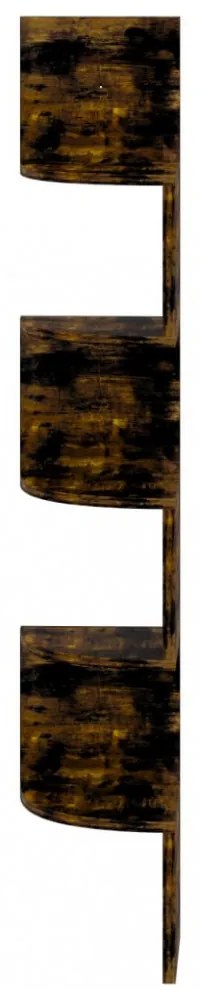 füstös tölgy színű szerelt fa fali sarokpolc 19 x 19 x 123 cm
