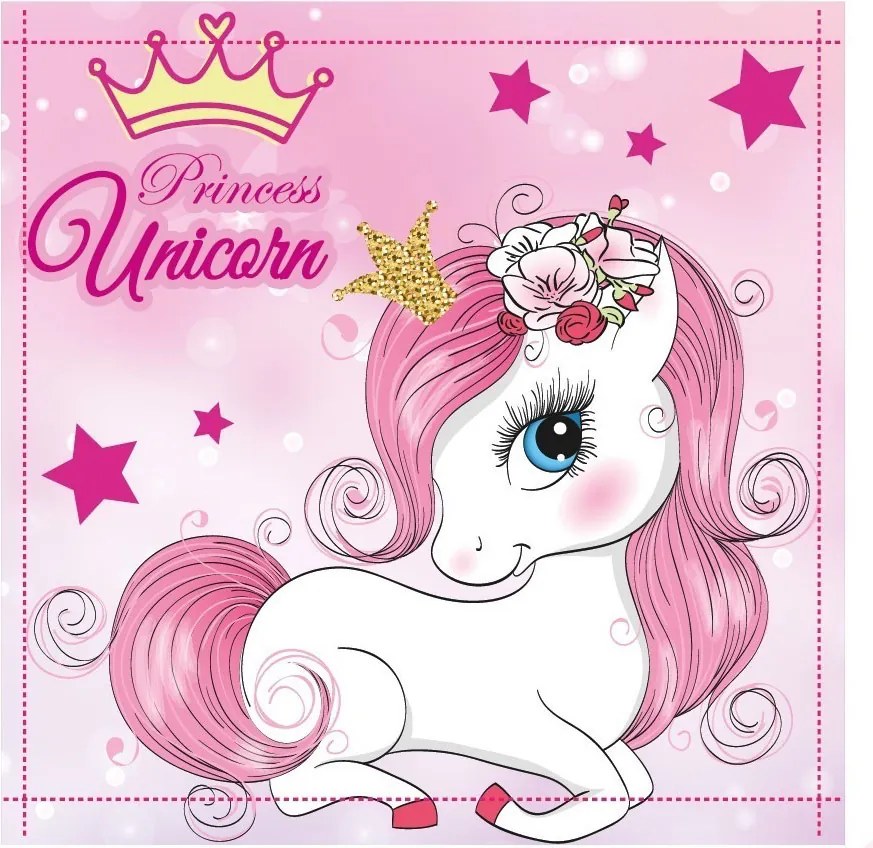 Unikornis Princess kéztörlő, arctörlő, törölköző 30x30cm