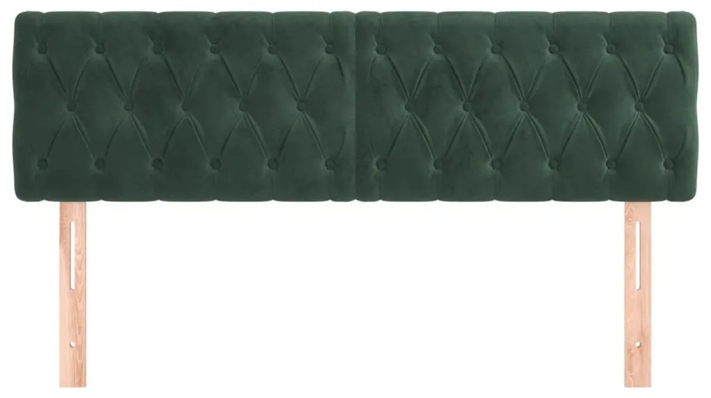 2 db sötétzöld bársony fejtámla 72 x 7 x 78/88 cm