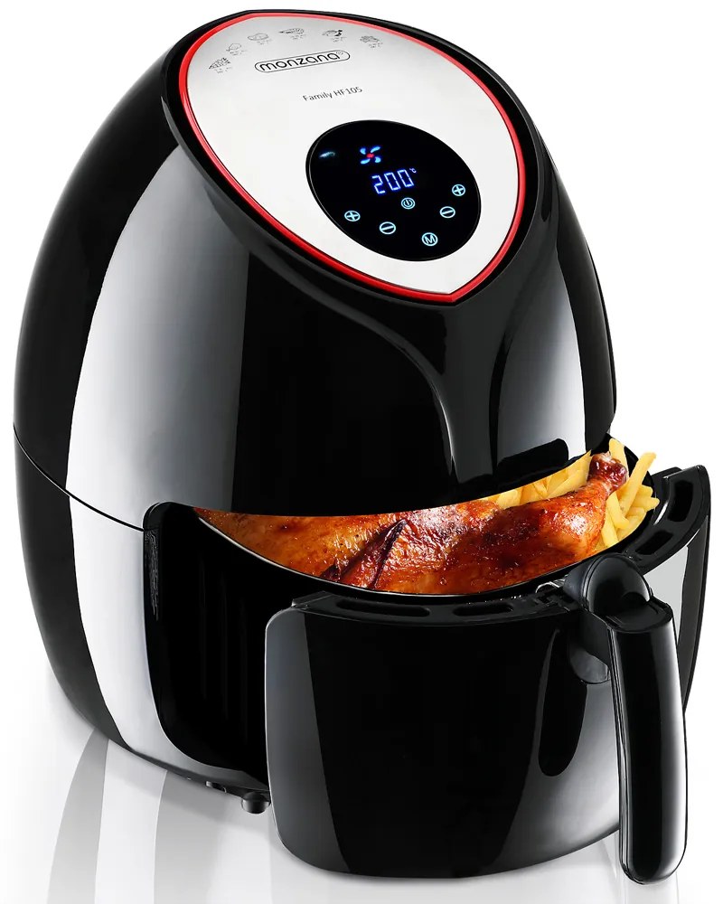 monzana® Forró levegős sütő FRYER 3 fekete - 9 az 1-ben érintőképernyővel 1850 W 6,5 l