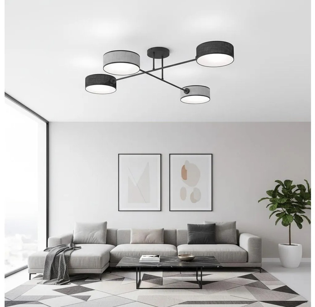 MAGA felületre szerelhető csillár 4xE14/10W/230V fekete/szürke