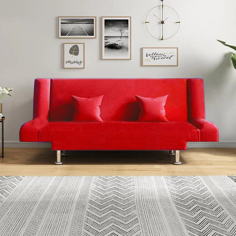 Kinyitható 2 személyes kanapé párnákkal piros KB-R
