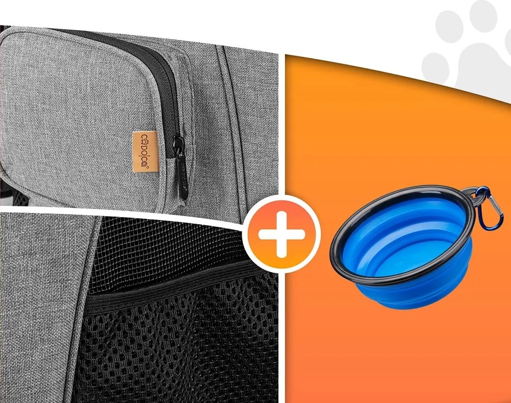 JOY hátizsák kutyáknak és macskáknak, 31x30x41cm, szürke Cadoca