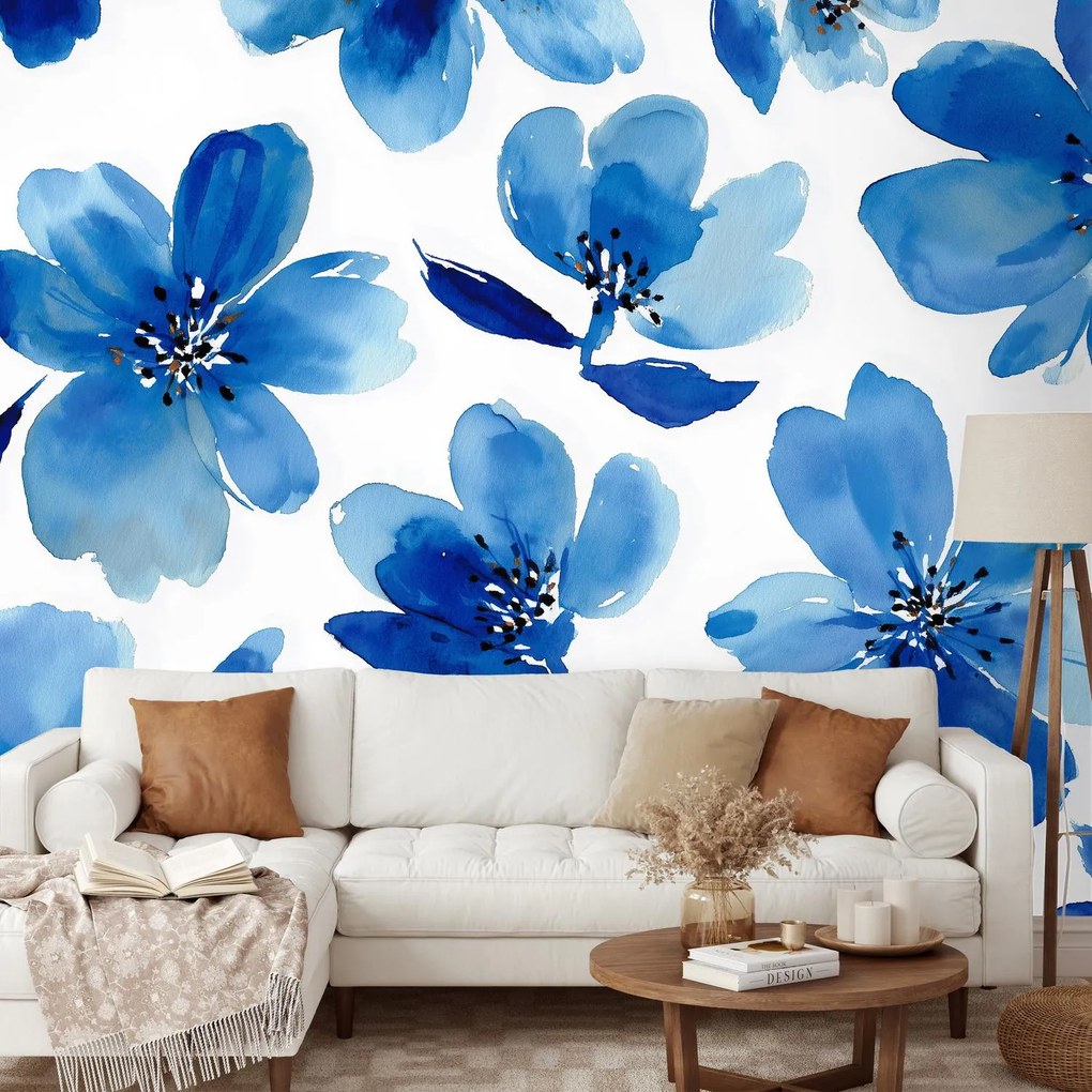 Fotótapéta - Kék festett virág (147x102 cm)