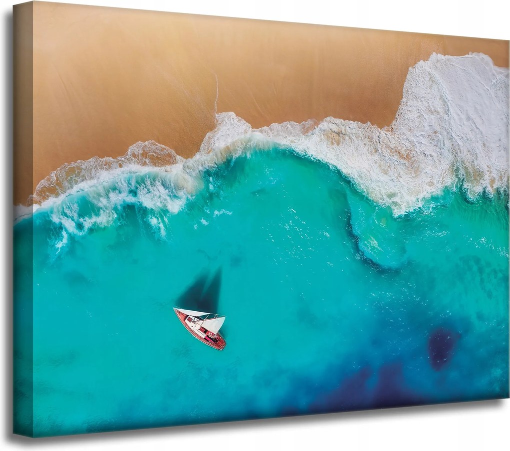 Vászonkép Vitorlás Víz Hullámok Tengerpart 40x30 cm Ideális ajándék