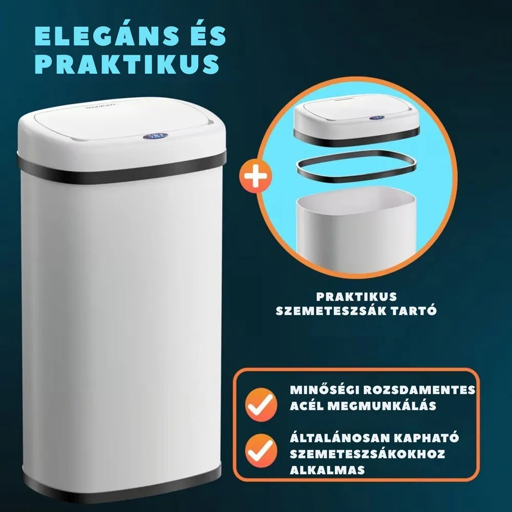 DEUS érzékelős szemetes, 58 liter, fehér Jurhan
