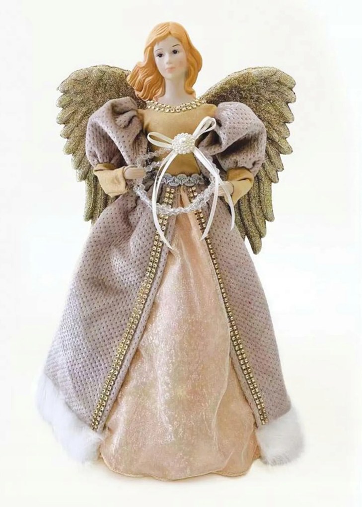 Aca Lighting karácsonyfadísz angyalka arany ruhával 40cm x1