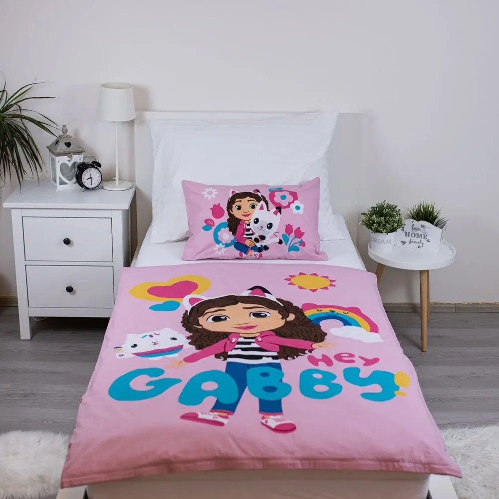 Rózsaszín pamut gyerek ágyneműhuzat babaágyhoz 100x135 cm Gabby's Dollhouse – Jerry Fabrics