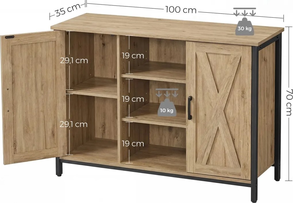 Komód TAYLOR ARTISAN nyitott polcokkal, 100x70cm