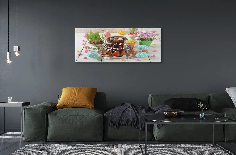 Akrilkép Tojás torta virág 140x70 cm 4 fogas