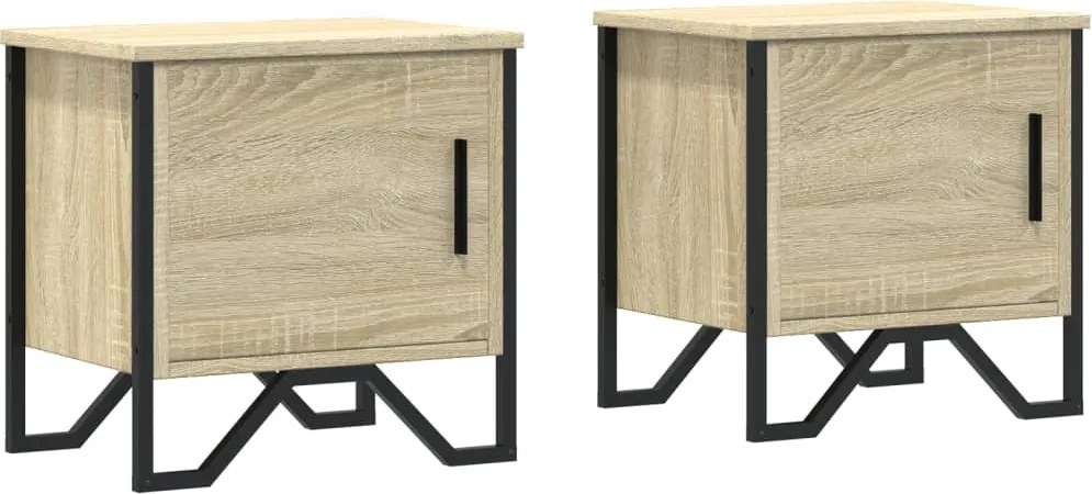 vidaXL 2 db sonoma tölgy színű szerelt fa éjjeliszekrény 40x30x40 cm