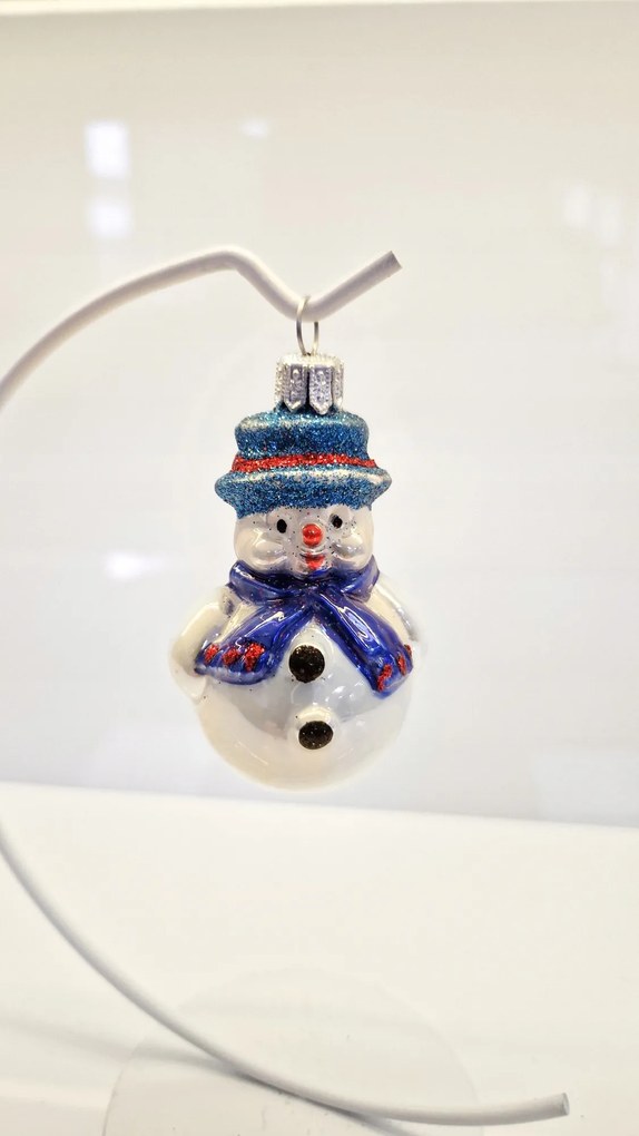 Karácsonyfa gömb üveg hóember forma sapka