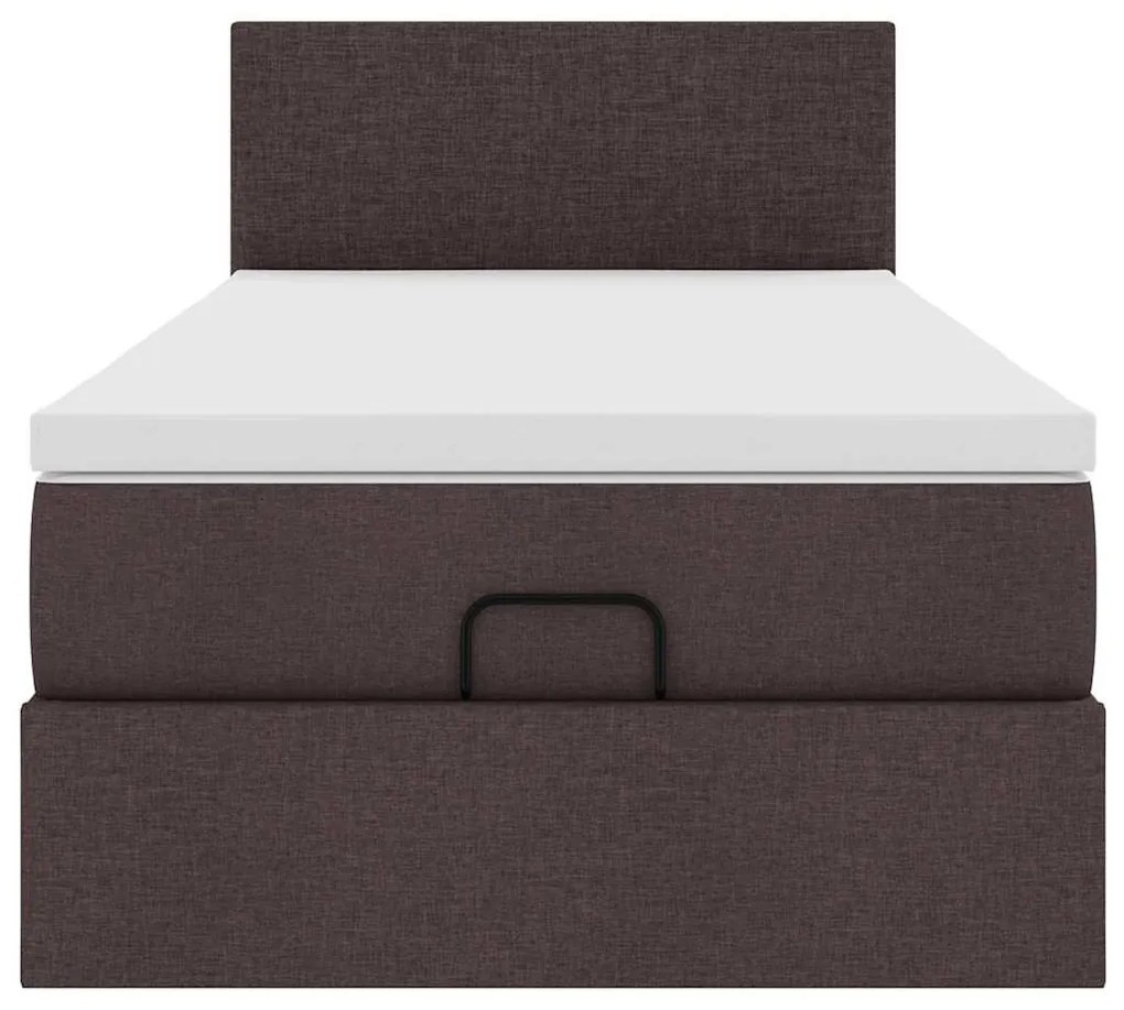 Ottomán ágy matraccal sötétbarna 90x200 cm szövet