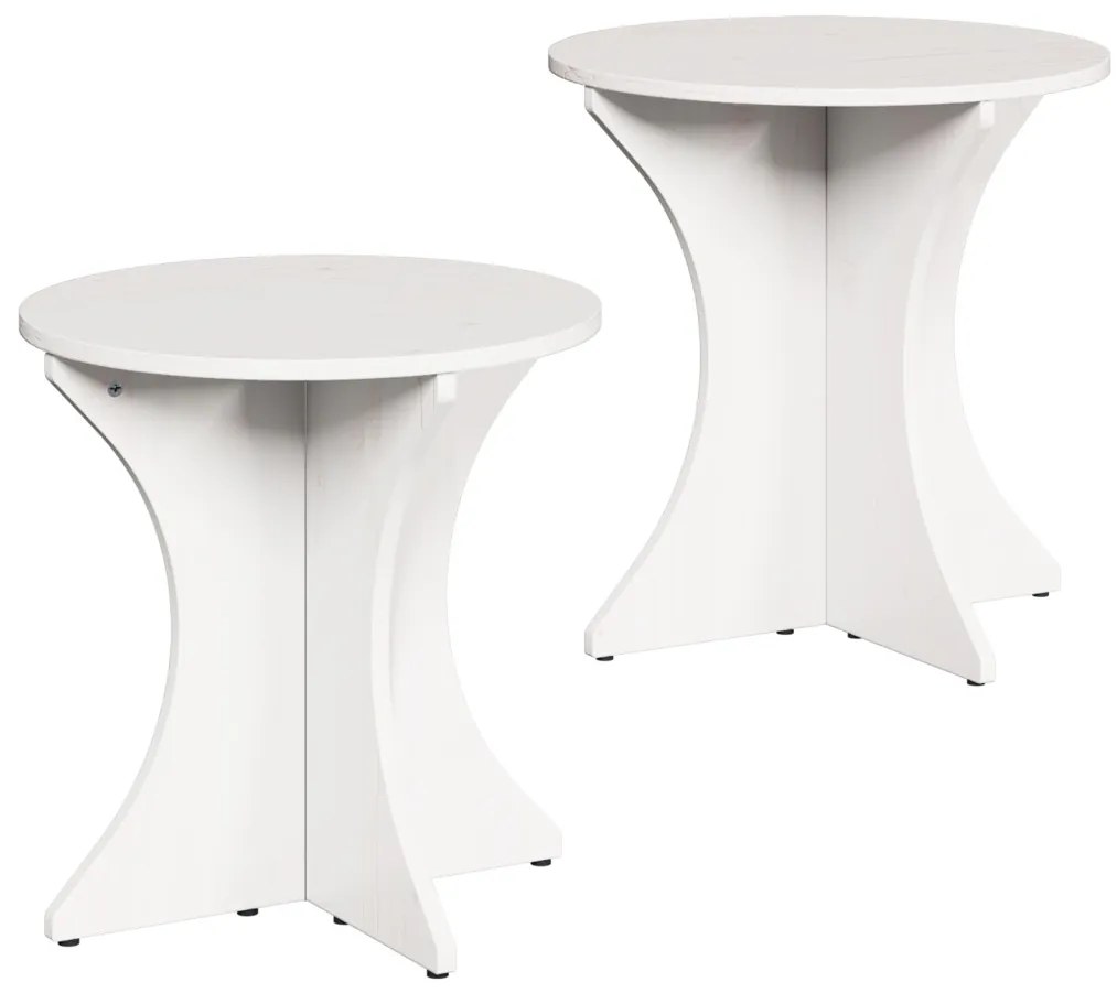 Dohányzóasztal 2 pcs Fehér 46 x 46 x 47 cm Tömör fenyőfa