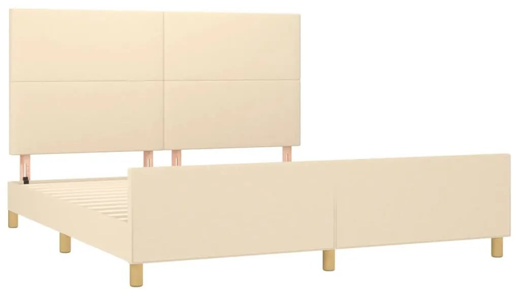 krémszínű szövet ágykeret matrac nélkül 180 x 200 cm