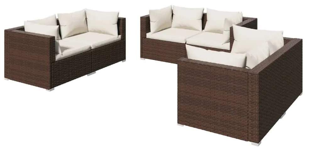 6 részes barna polyrattan kerti ülőgarnitúra párnákkal