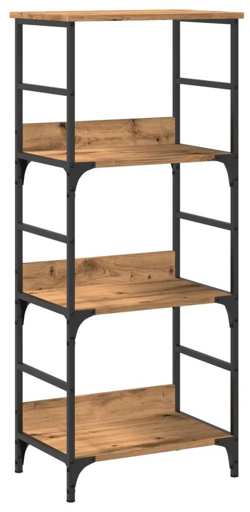 kézműves tölgy színű szerelt fa könyvszekrény 50x33x117,5 cm