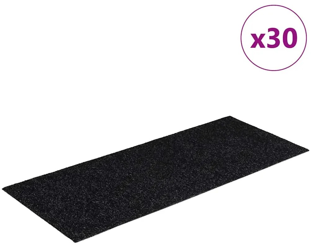 30 db fekete lépcsőszőnyeg öntapadós téglalap alakú 60x25 cm