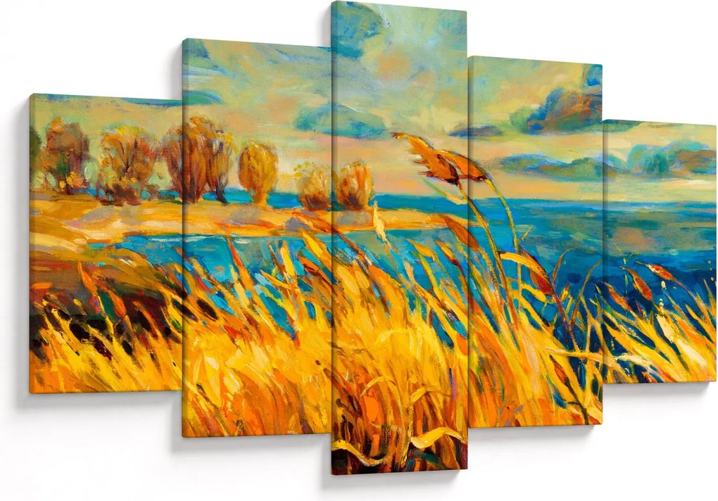 Kép - naplemente a tó felett, akril festmény (150x105 cm)