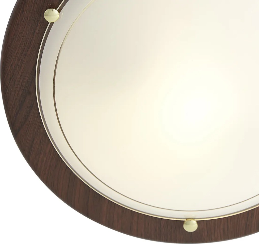 Klasszikus mennyezeti lámpa diófa színű fával és fehér üveggel - Mesiac