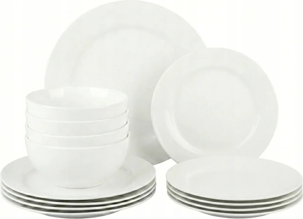 Ebédlő Szett 4 Személyes Fehér Kerámia 12 Db-os Modern