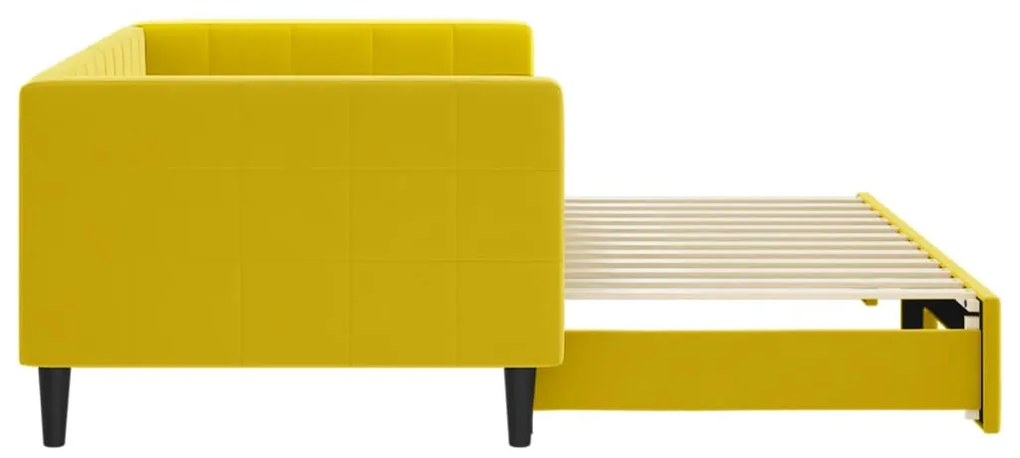 sárga kihúzható bársony heverő 90 x 200 cm