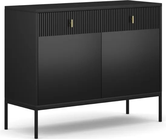 Komód 2 ajtóval és 2 fiókkal fekete színben arany fogantyúkkal – MAGGIORE MA02