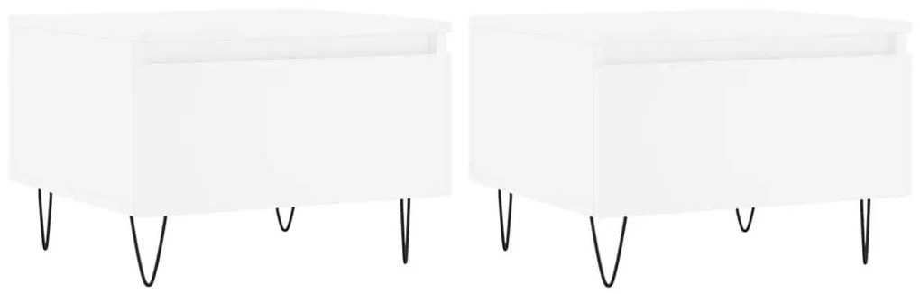 2 db fehér szerelt fa dohányzóasztal 50 x 46 x 35 cm