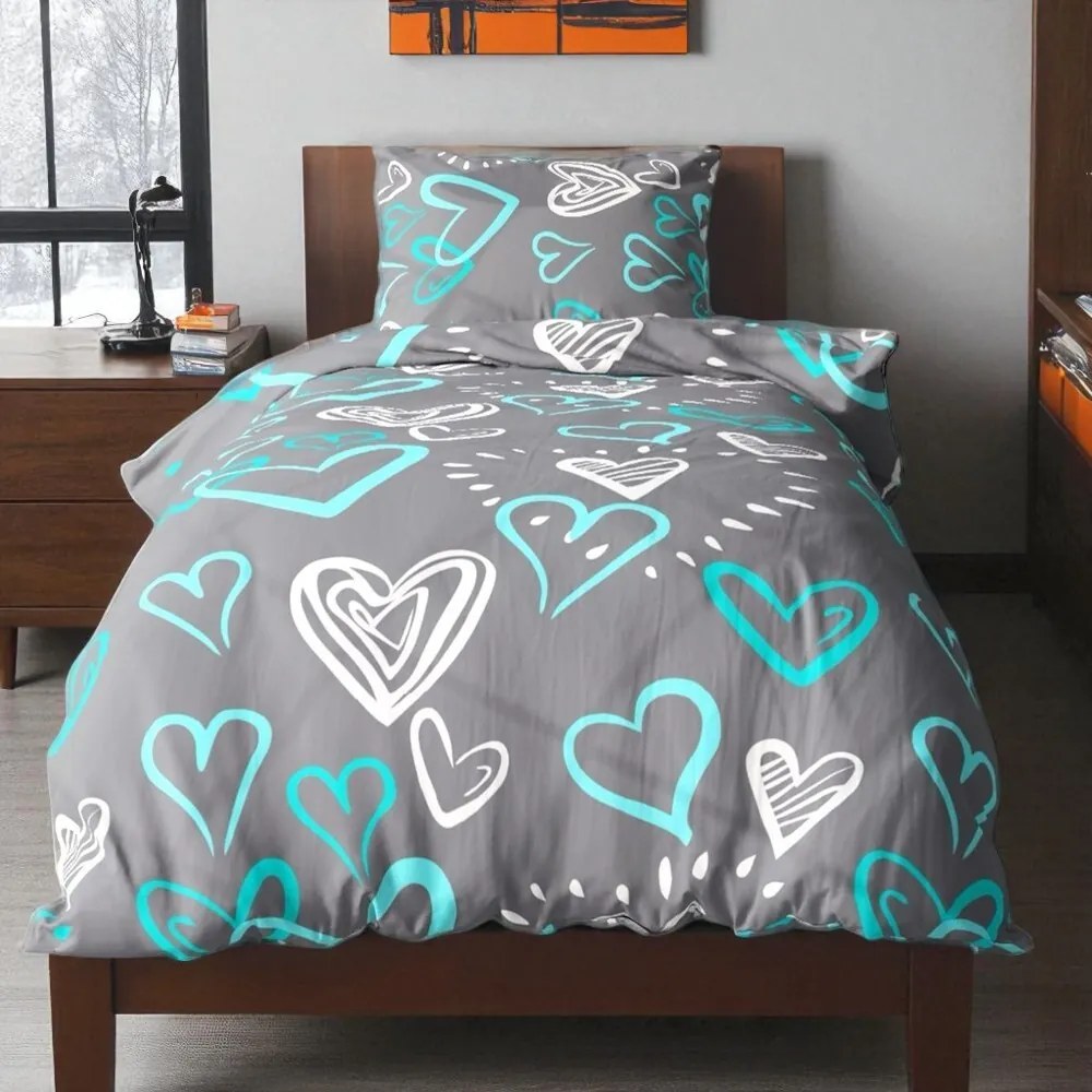 Pamut ágynemű DONA BLUE LOVE 2 részes 140x200 cm