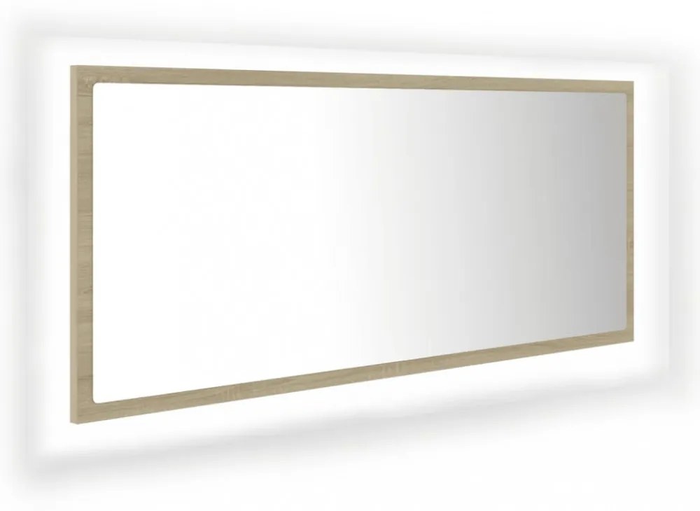 sonoma tölgy akril LED-es fürdőszobai tükör 100x8,5x37 cm
