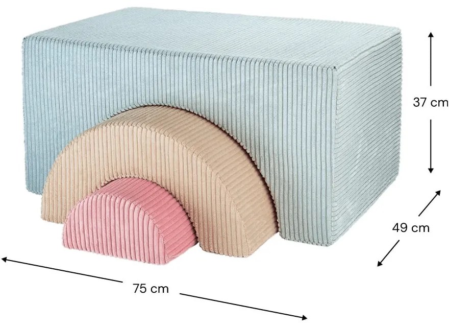 Mentazöld kordbársony habszivacs játszótér 3 db-os magasság 37 cm 75x49 cm Rainbow Montessori – Wigiwama
