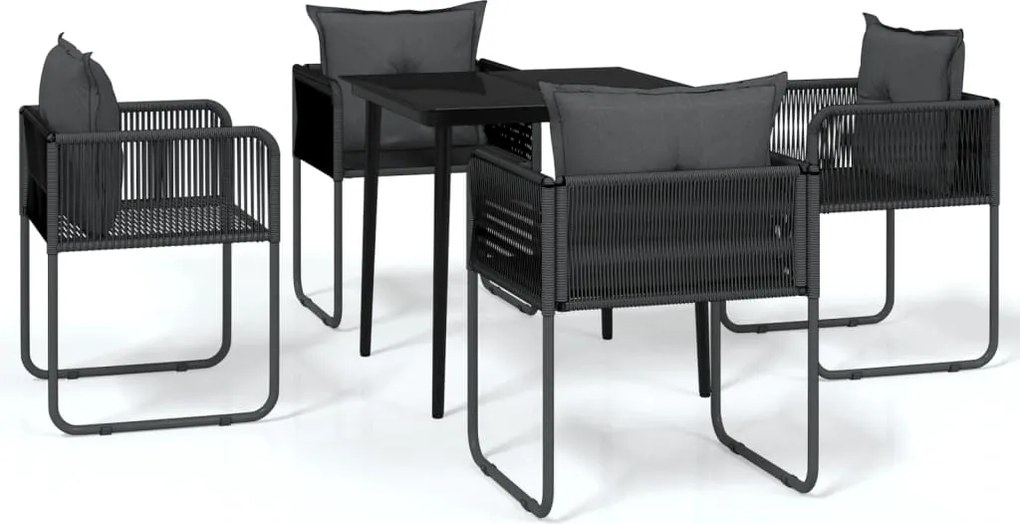 vidaXL 5 részes fekete kerti étkezőgarnitúra