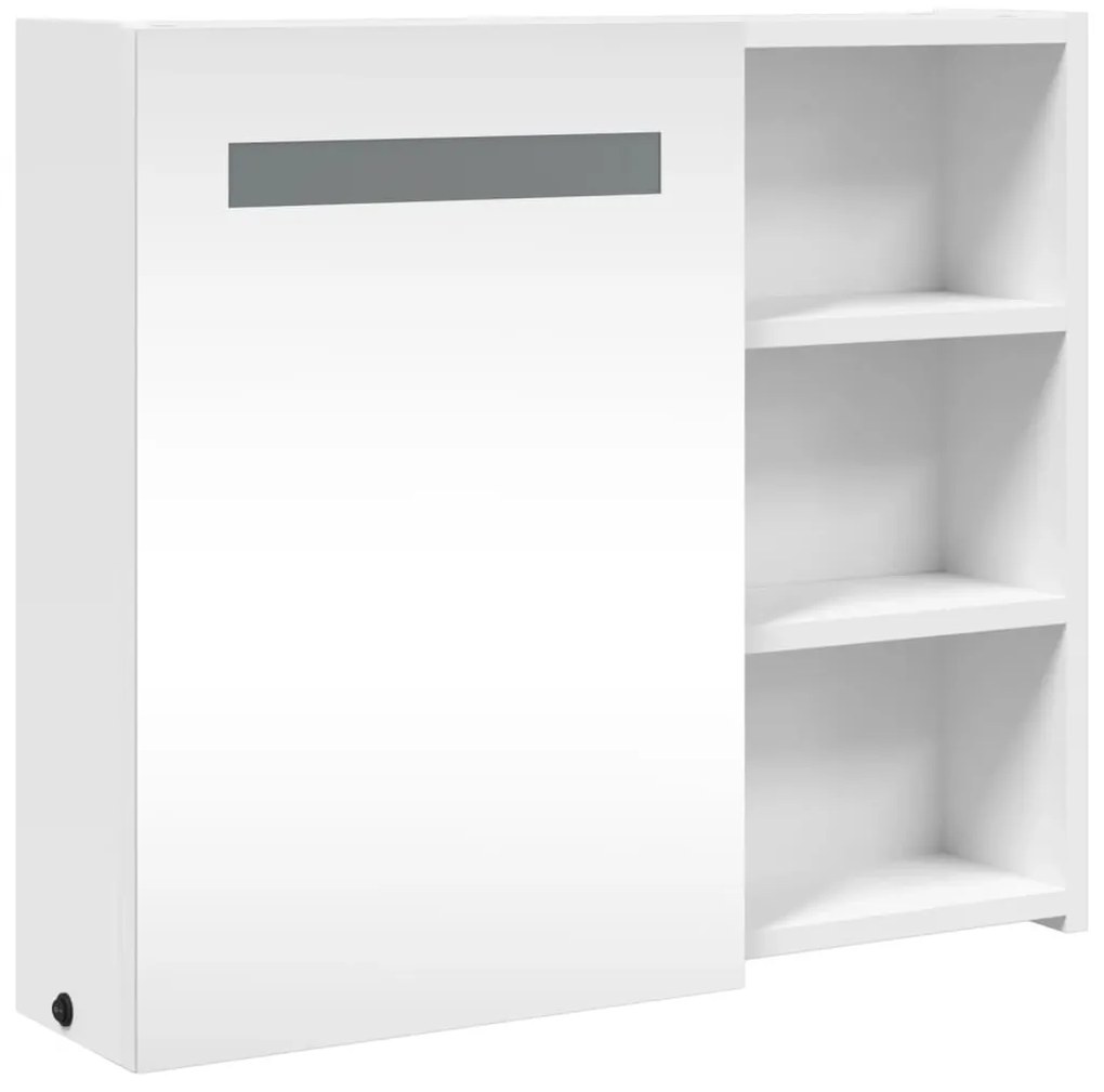 fehér tükrös fürdőszobaszekrény LED-del 60 x 13 x 52 cm
