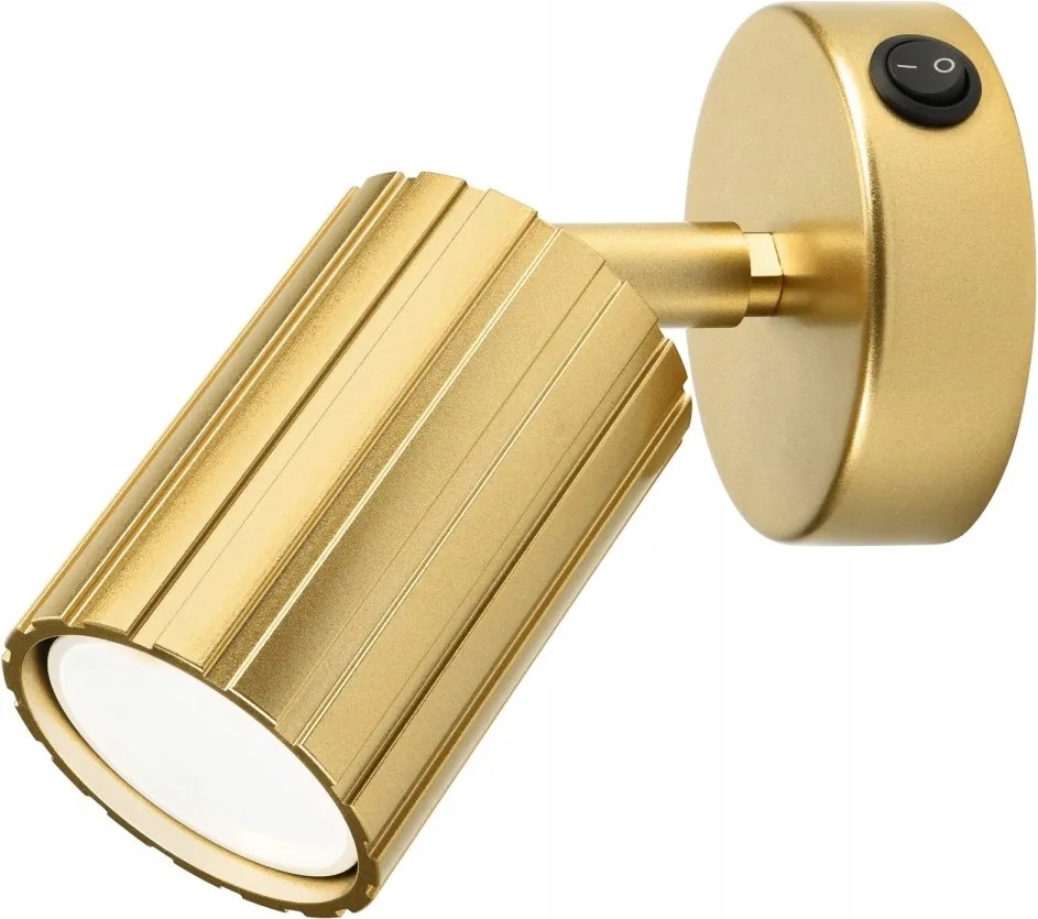 Kinkiet ścienny Prisma z włącznikiem złoty ryflowany klosz, GU10
