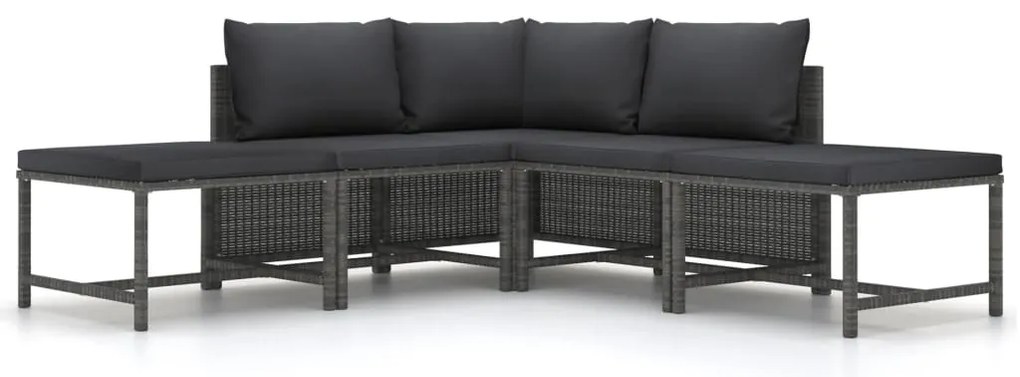 vidaXL 5 részes szürke polyrattan kerti ülőgarnitúra párnákkal