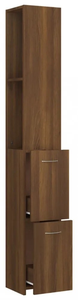 barna tölgyszínű szerelt fa fürdőszobaszekrény 25x26,5x170 cm