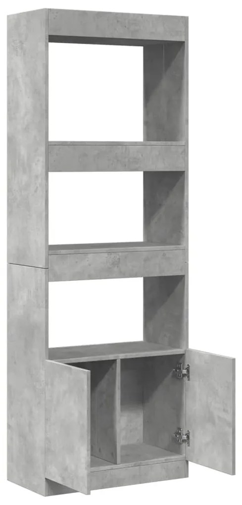 betonszürke szerelt fa magasszekrény 63 x 33 x 180 cm