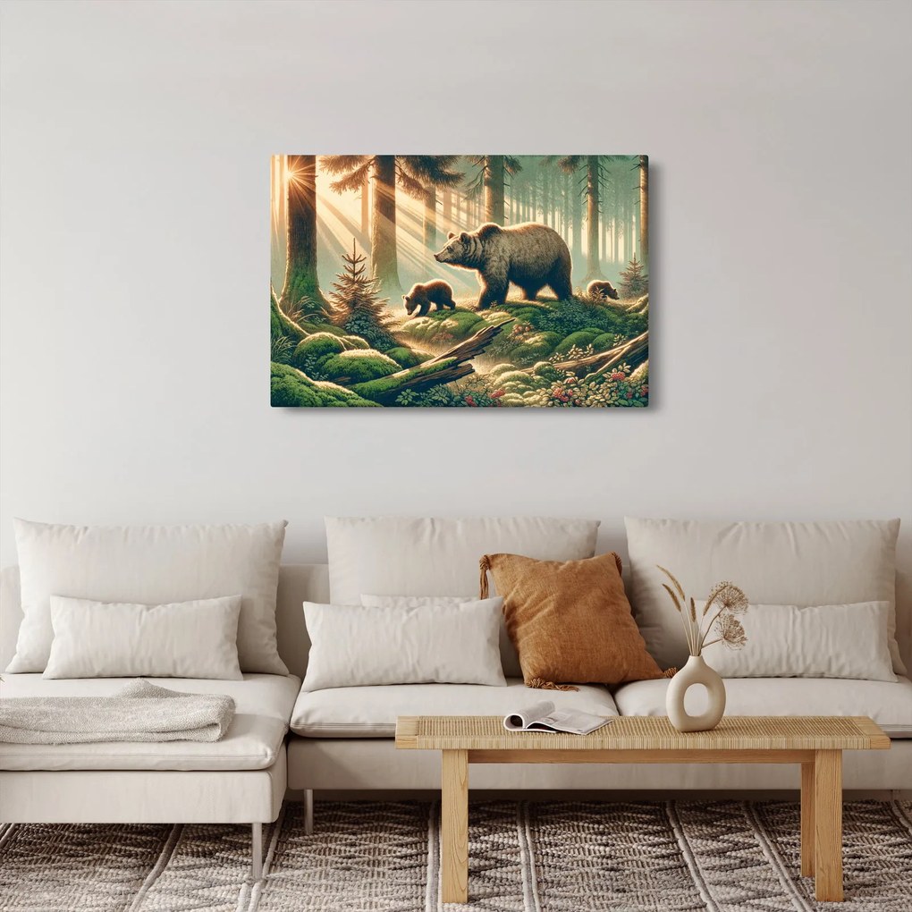Kép - Medvék az erdőben (90x60 cm)