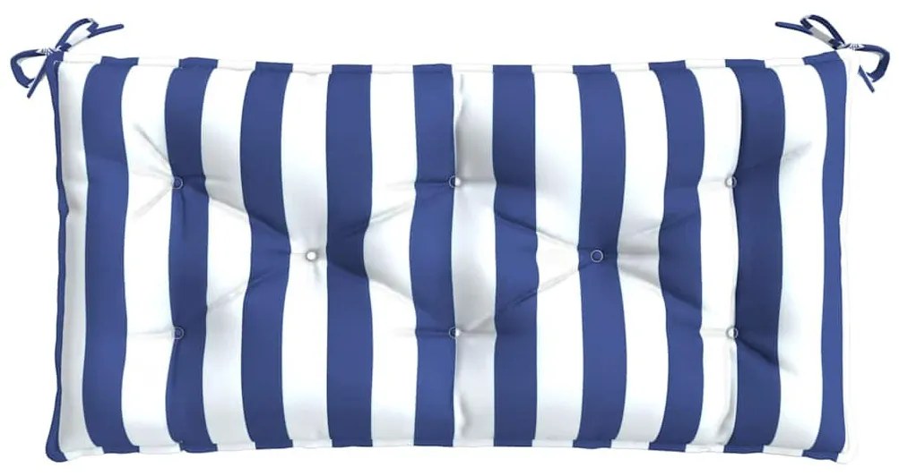 2 db kék és fehér csíkos szövet kerti padpárna 100 x 50 x 7 cm