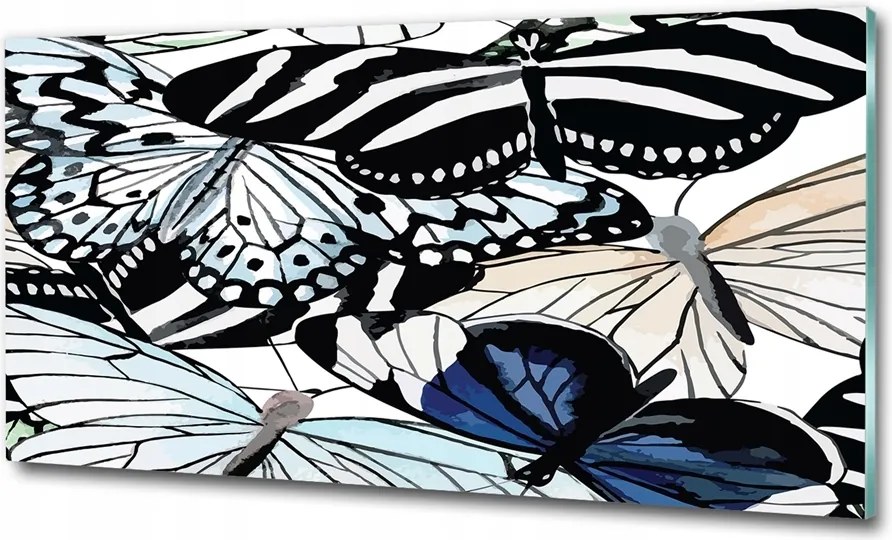 Fotótapéta üvegfalra Pillangók és virágok 100x70