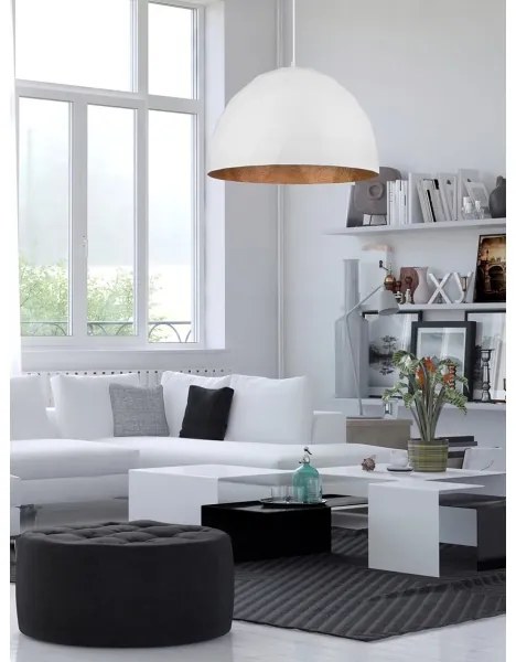 Csillár zsinóron DIAMENT 1xE27/60W/230V á. 35 cm fehér/réz