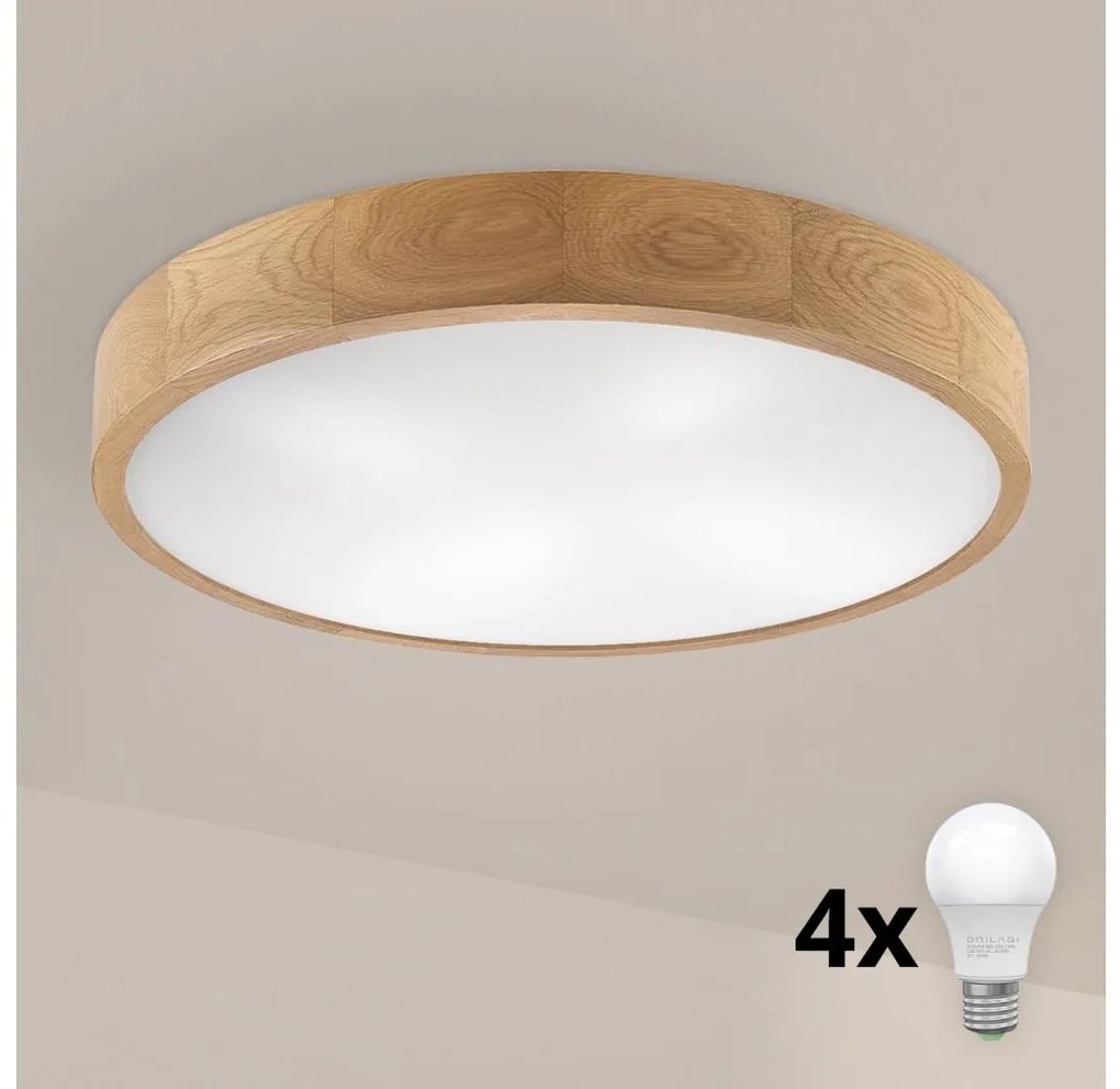 Brilagi - LED mennyezeti lámpatest CARVALHO 4xE27/60W/230V tölgy átm. 57,5 cm